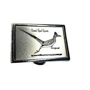 VTG Desert Road Runner Belt Buckle Silver Colored Metal 2 1/2”x 1 3/4”